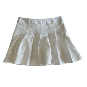 Fashion & Art Pleated Mini Skirt Skort Womens Sz XL White Side Zip Sporty Tennis